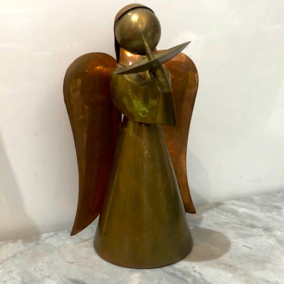 Copper and brass, bronze vintage candleholder angel - Picture 1 of 8
